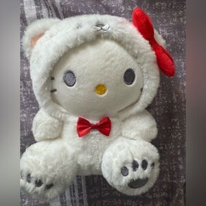 White Plush Kitty Doll with Red Bow Accent